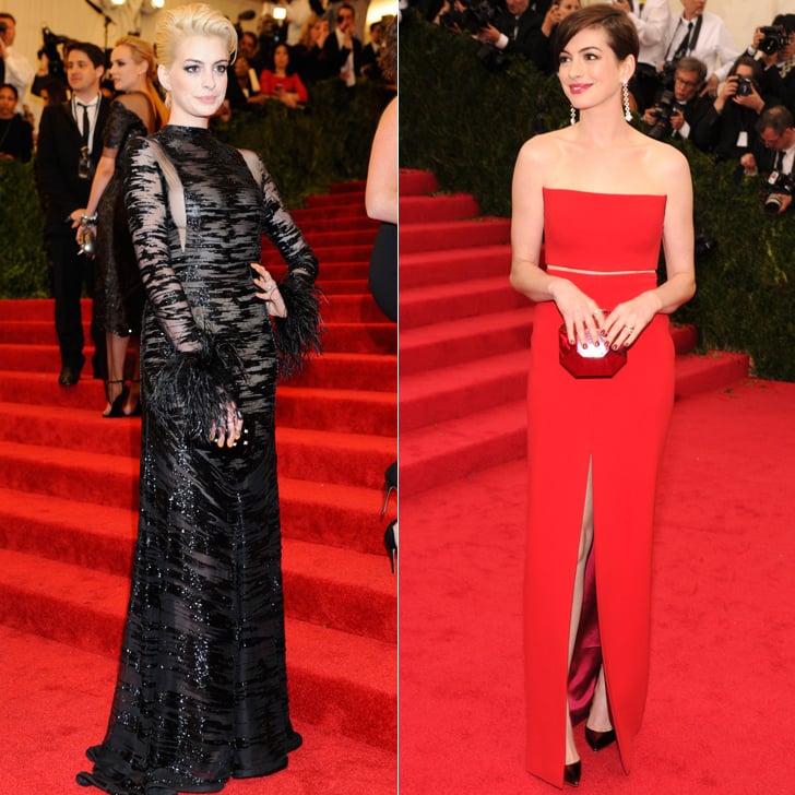 Anne Hathaway at the 2013 and 2014 Met Galas