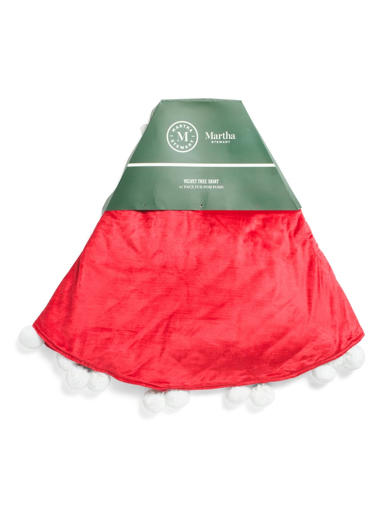 Shiny Velvet Tree Skirt With Poms