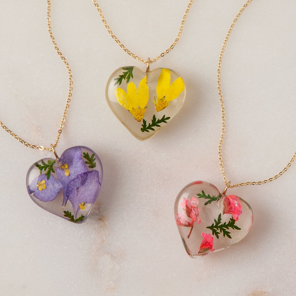 Birth Month Flower Heart Necklace