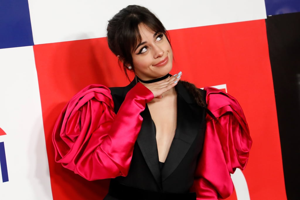 Camila Cabello's Romantic Rose Sleeve Suit Dress Photos