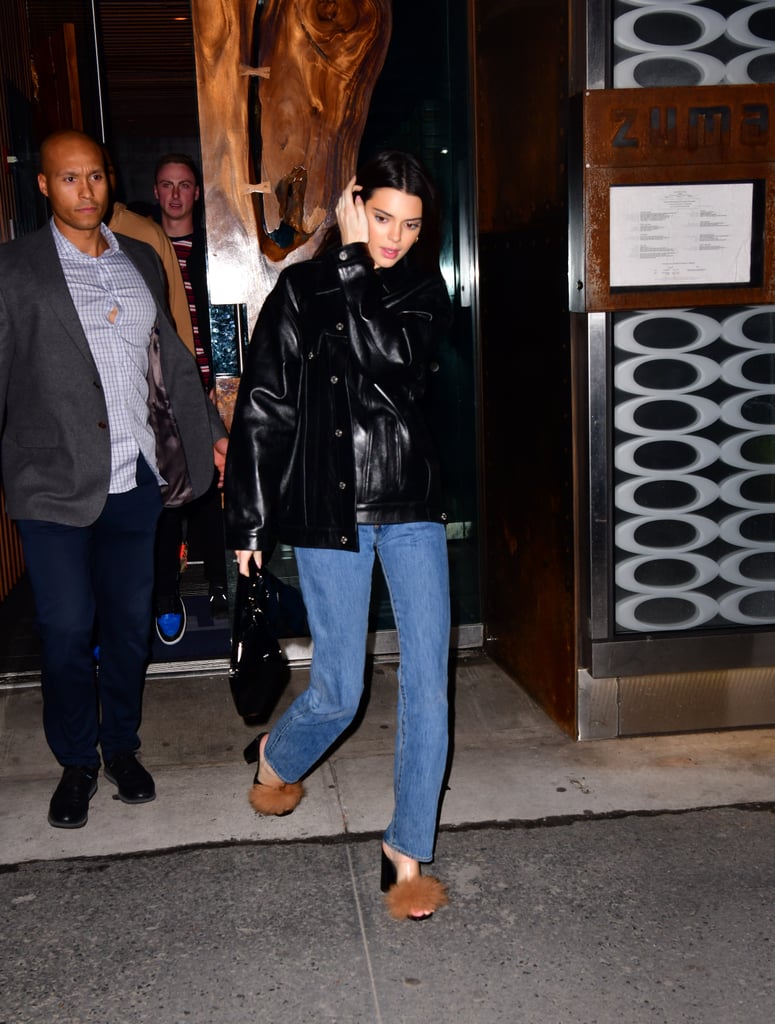 Kendall Jenner in Fuzzy Heels With Ben Simmons February 2019