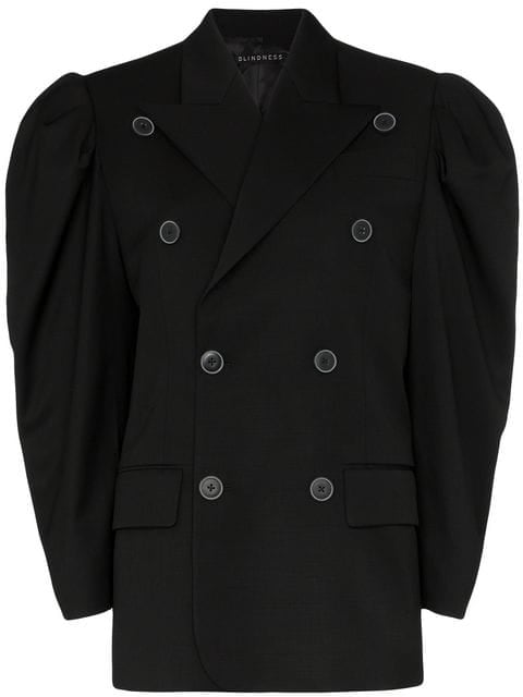Blindness Puff Sleeve Double-Breasted Blazer