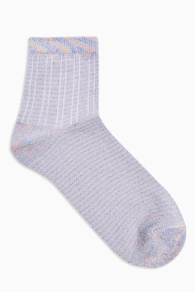 Topshop Lilac Ribbed Glitter Socks