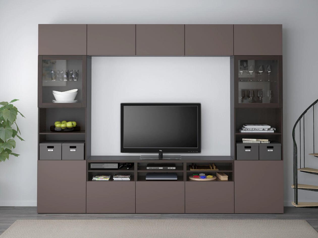 Best TV Storage Combination With Glass Doors Small Spaces Big