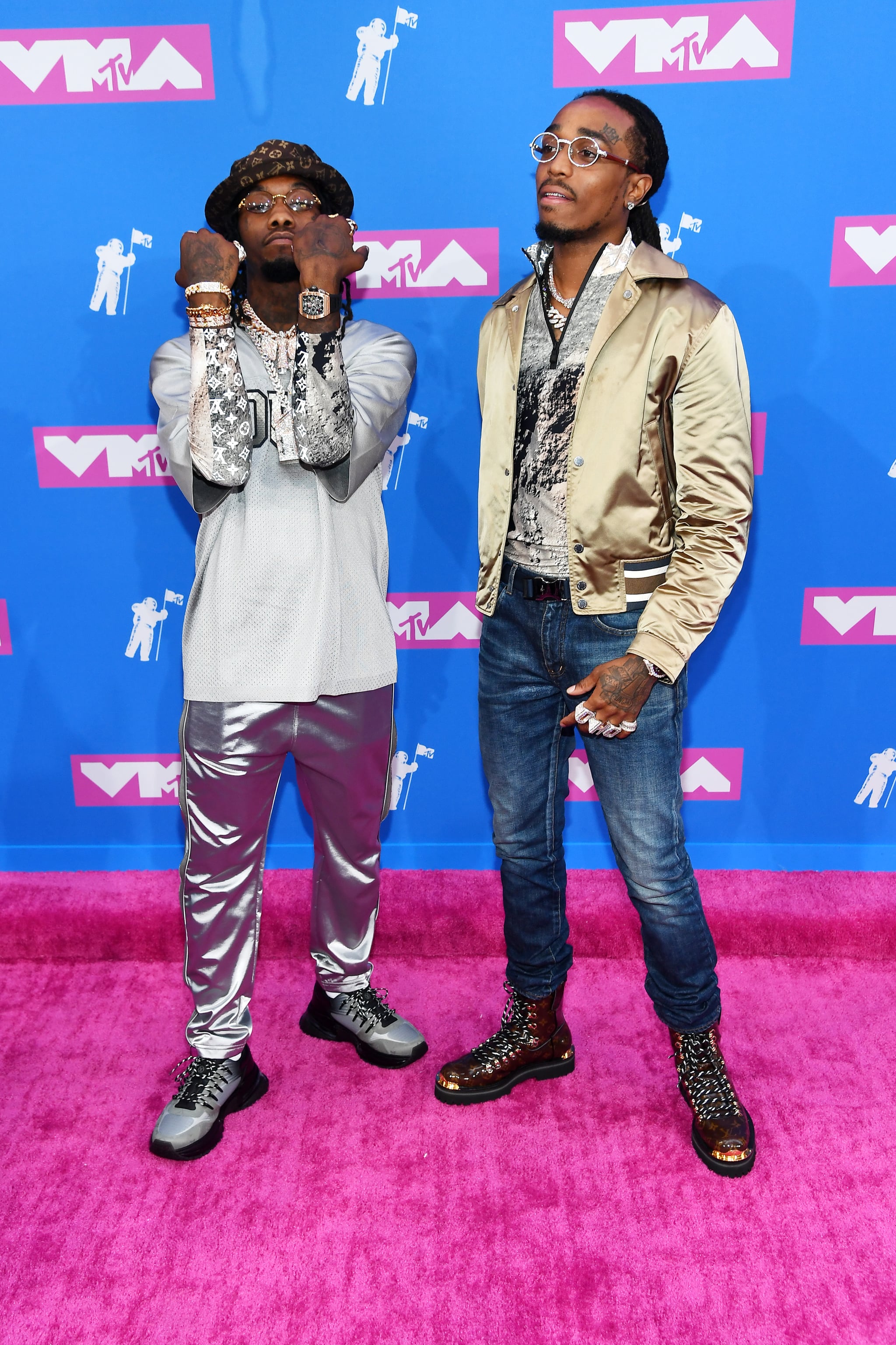 Offset and Quavo Wear Coordinated Metallics on the MTV VMAs Red