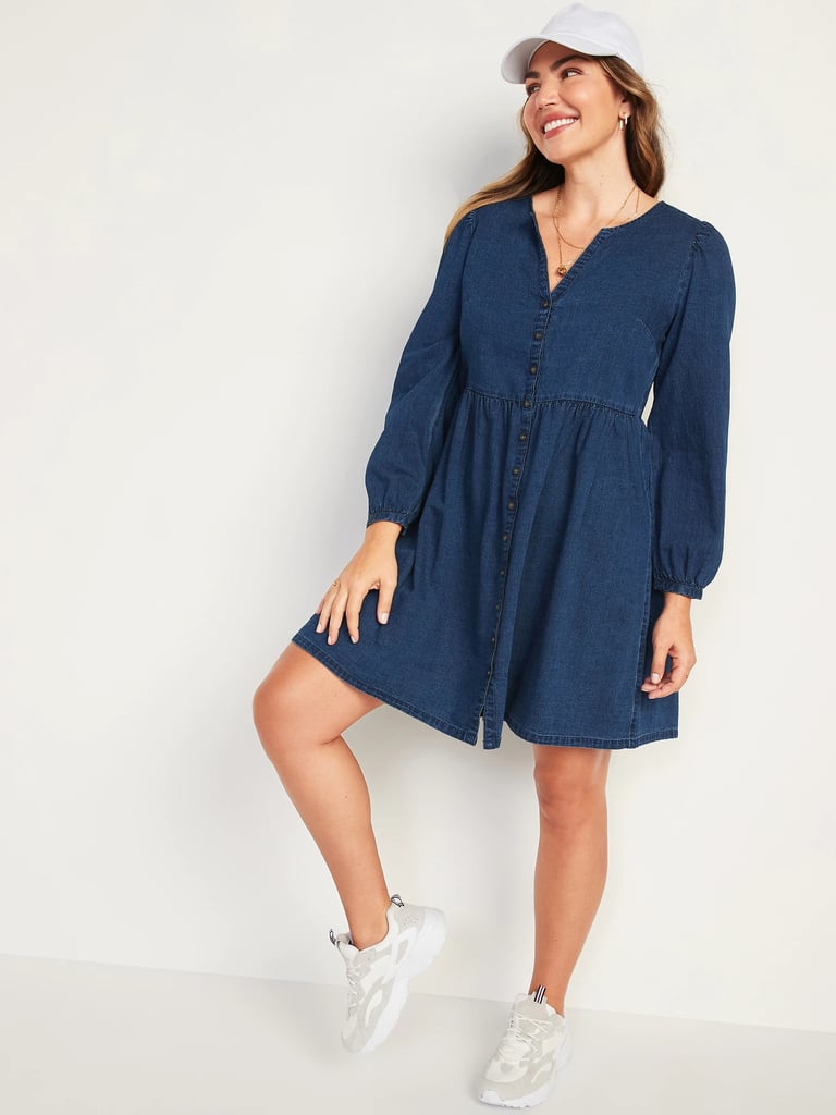 Old Navy Long-Sleeve Fit and Flare Jean Mini Dress