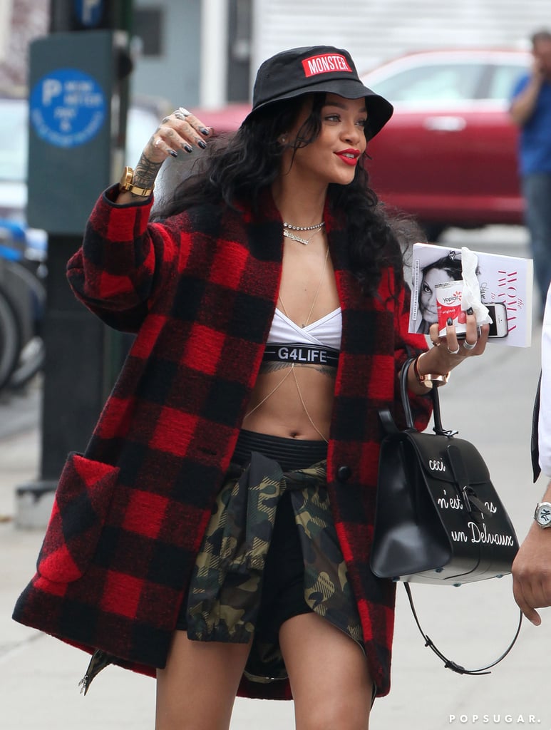 Rihanna bared her midriff in NYC on Friday.