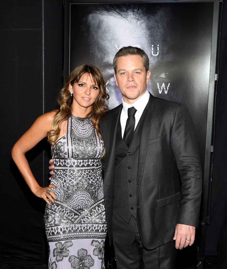 Following his European press tour, Matt Damon returned stateside and attended the Las Vegas premiere of Jason Bourne with his wife, Luciana Barroso, on Monday evening. The duo struck their signature pose on the red carpet before joining Matt's costars Alicia Vikander and Julia Stiles inside The Colosseum at Caesars Palace. In addition to his movie hitting theaters later this month, Matt also has a new feature in GQ's August issue, in which his celebrity friends offer hilarious tidbits about him, including Julia, who recalls the time they met Prince together. Keep reading to see more of Matt, then check out the full trailer for the film before it debuts on July 29.