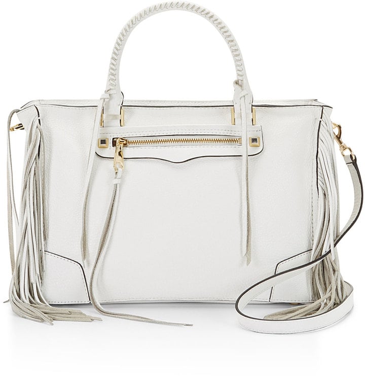Rebecca Minkoff Regan Fringe Satchel Tote Bag, White ($375)