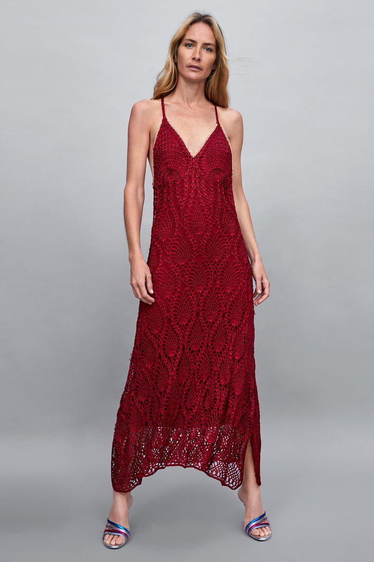 Zara Limited Edition Crocheted Maxi Dress Fall Wedding Guest Dresses