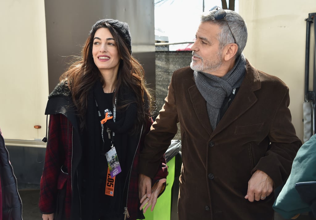 Amal Clooney Wearing Plaid Jacket