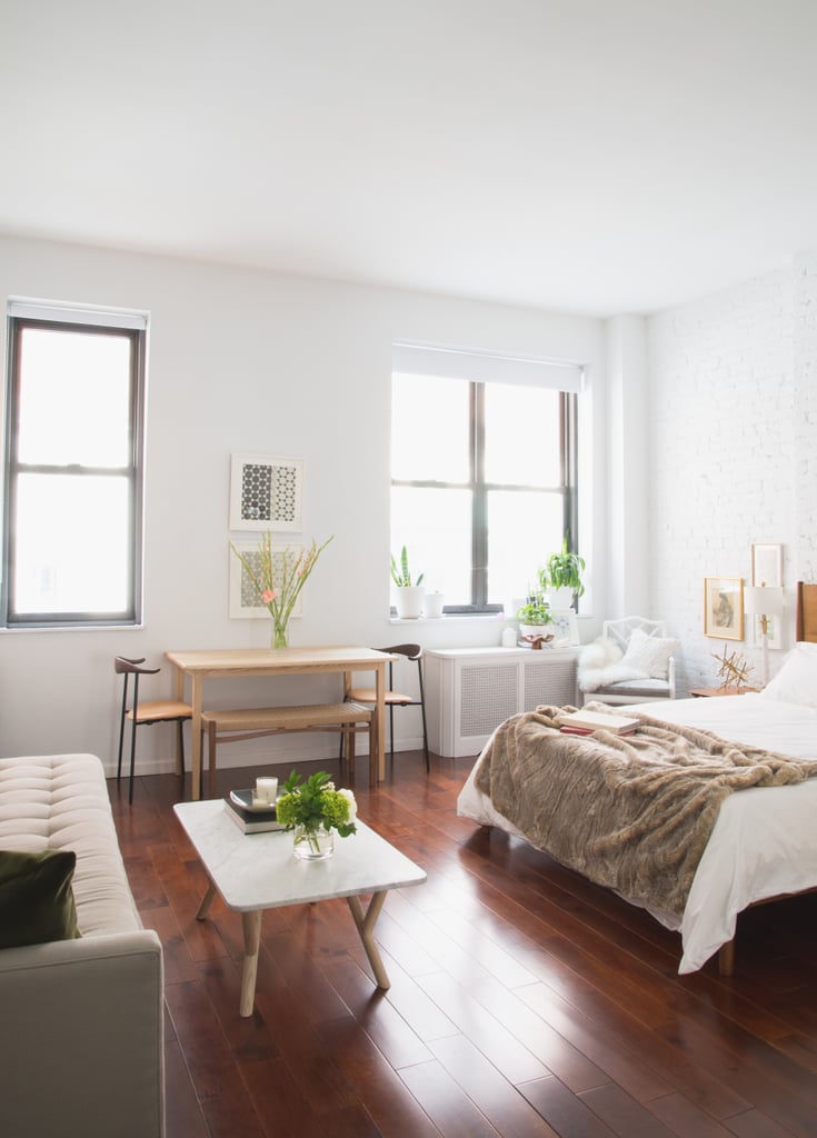 Three windows provide an abundance of light in the studio.