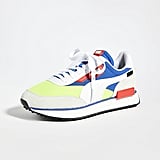 felicia leather and canvas platform trainer
