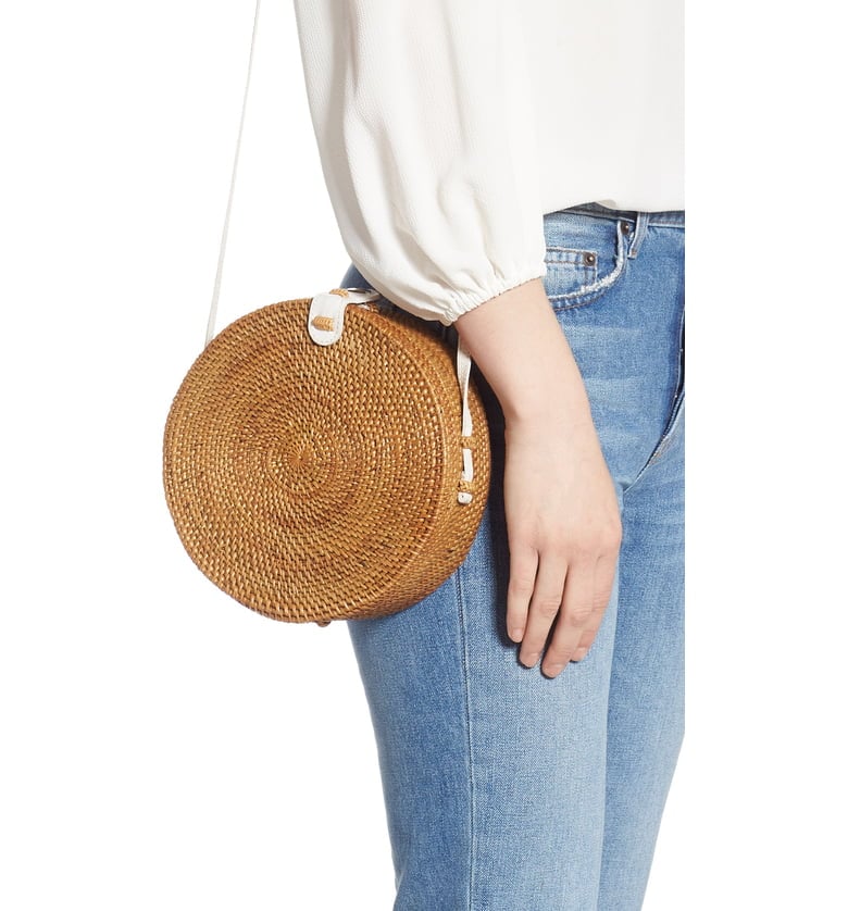 Street Level Woven Rattan Circle Basket Crossbody