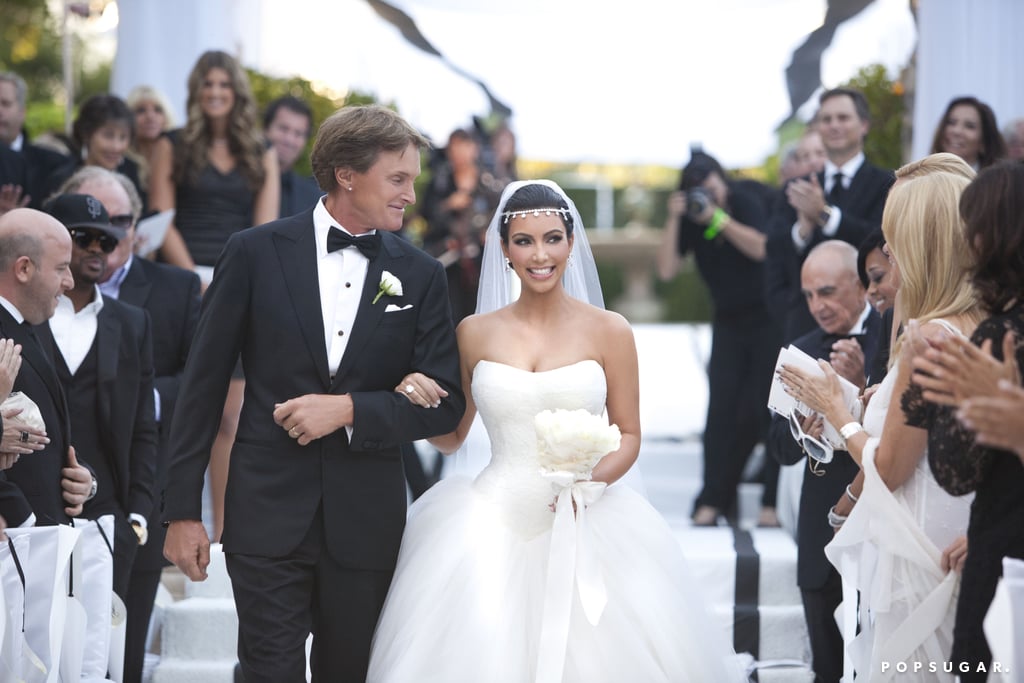 Bruce Jenner walked Kim down the aisle.