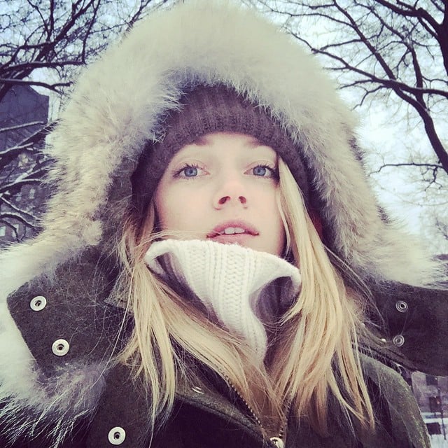 Lindsay Ellingson stayed stylish during a snowfall in New York City.
Source: Instagram user lindsellingson