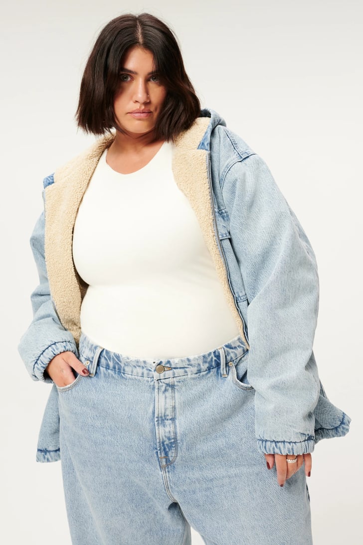 Plus size hotsell borg denim jacket
