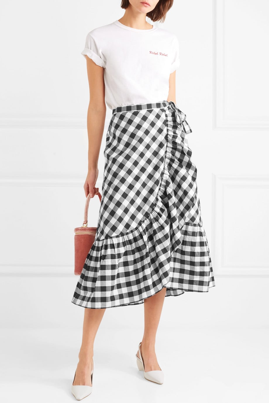 gingham wrap skirt