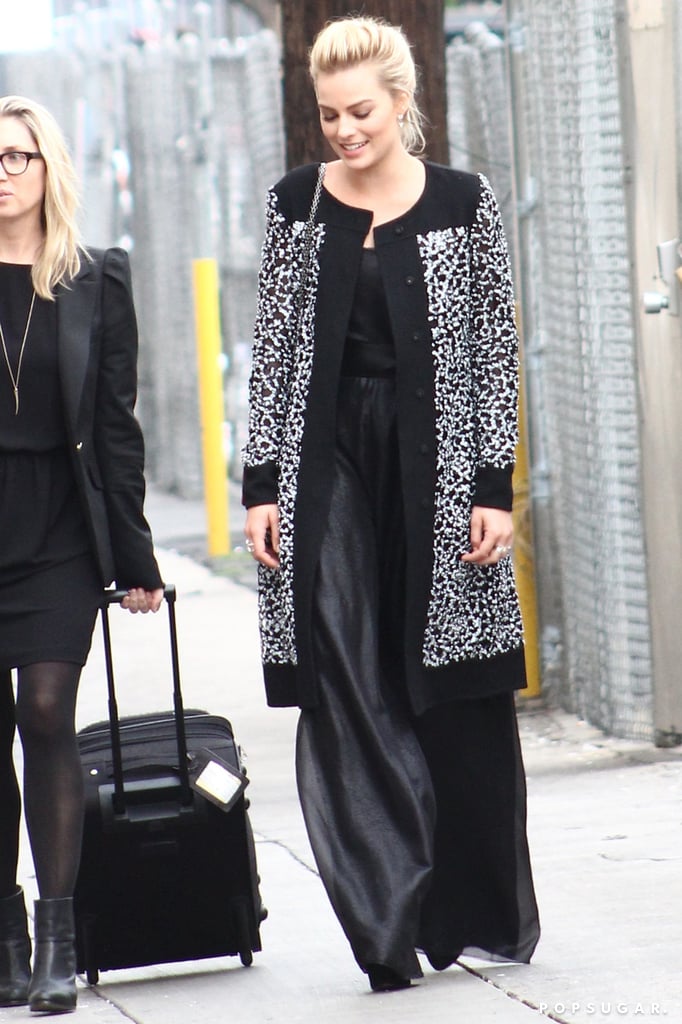 Margot wore a gown for her Jimmy Kimmel Live appearance.