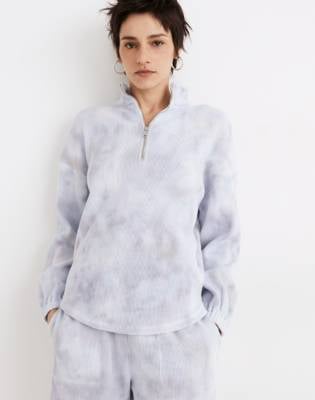 Madewell MWL Waffle Half-Zip Shirttail Sweatshirt in Tie-Dye