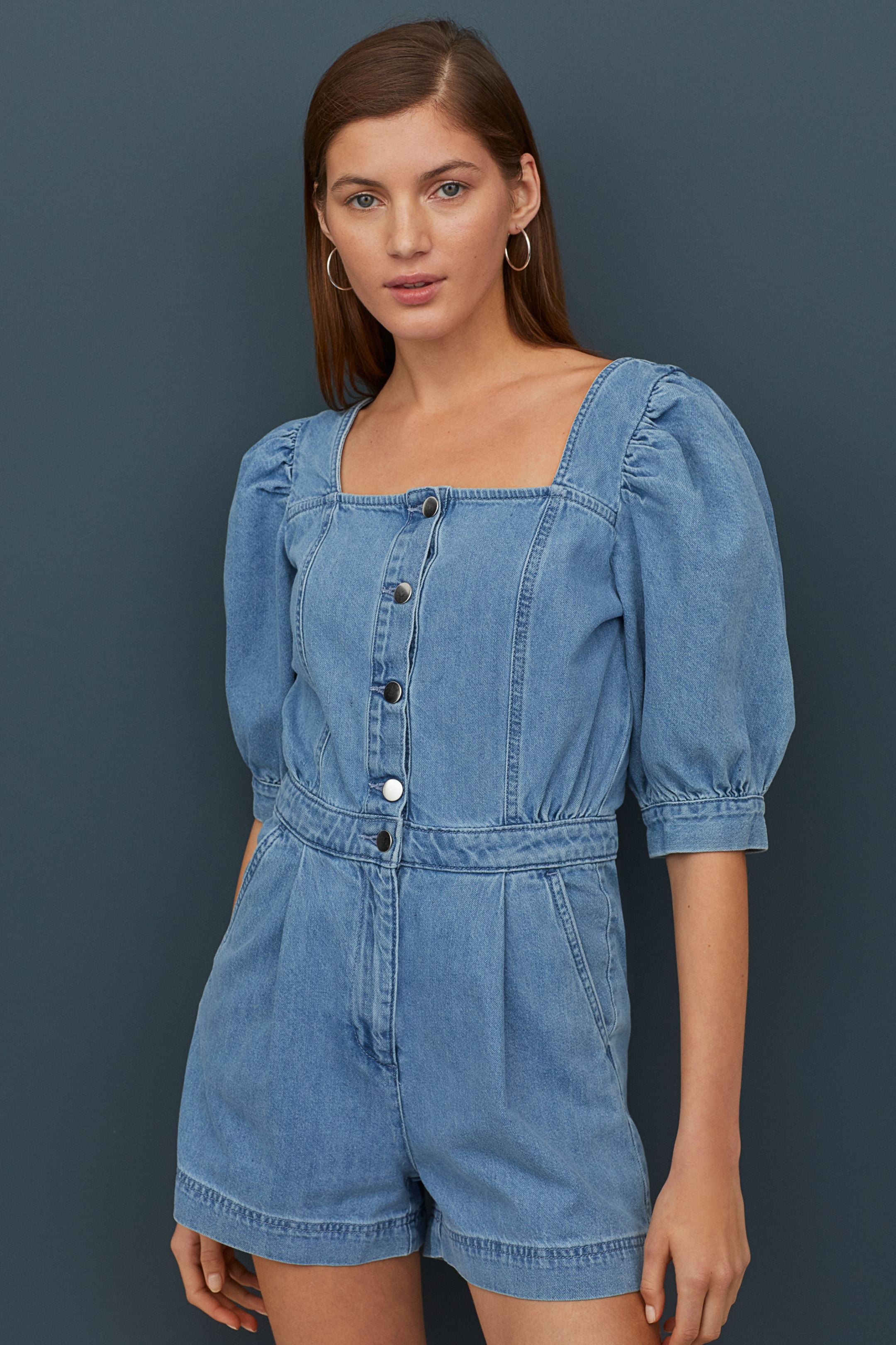 H&m shop denim playsuit