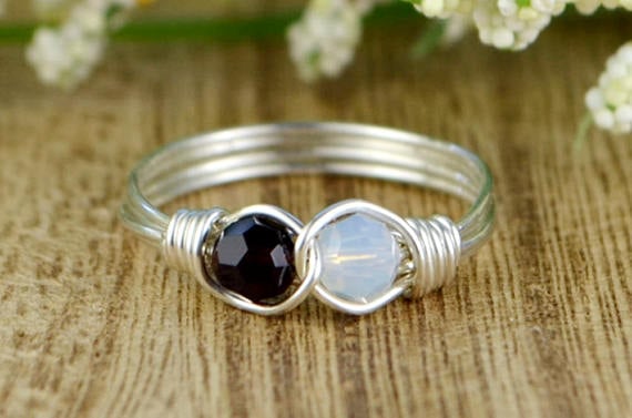 Handmade Twisted Dual Birthstones Infinity Ring