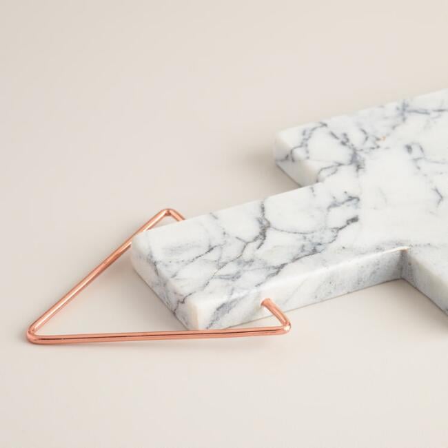 World Market Marble Paddle Cutting Board With Copper Handle