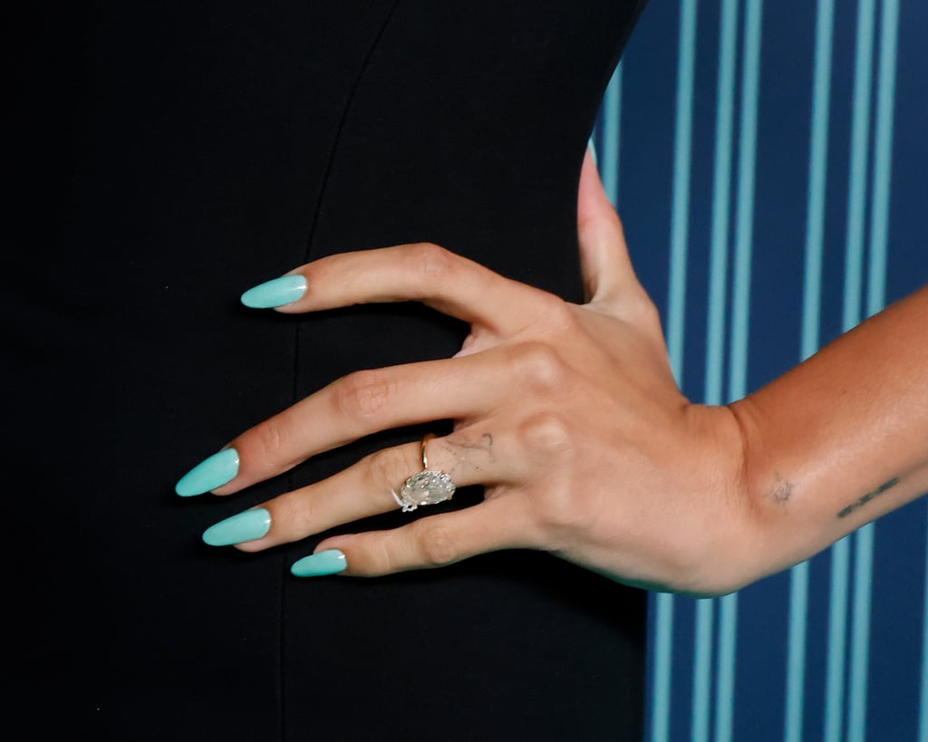 Hailey Bieber Wears Blue Nails at Tiffany & Co. Celebration
