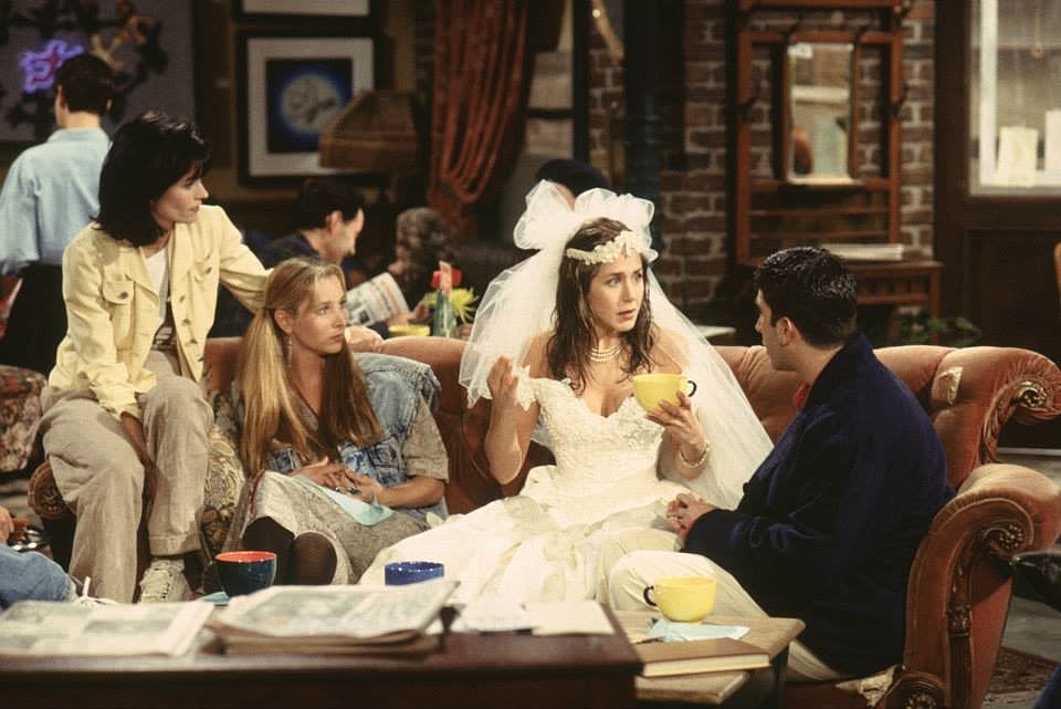 But secretly we hope she pulled out Rachel Green's poofy number — complete with that '80s-style veil.