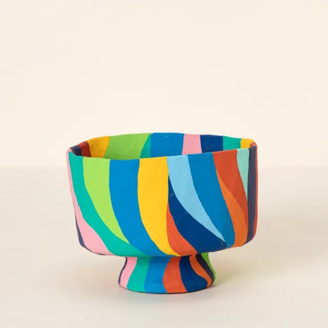 A Statement Decor Piece: Rainbow Papier Mache Decorative Bowl