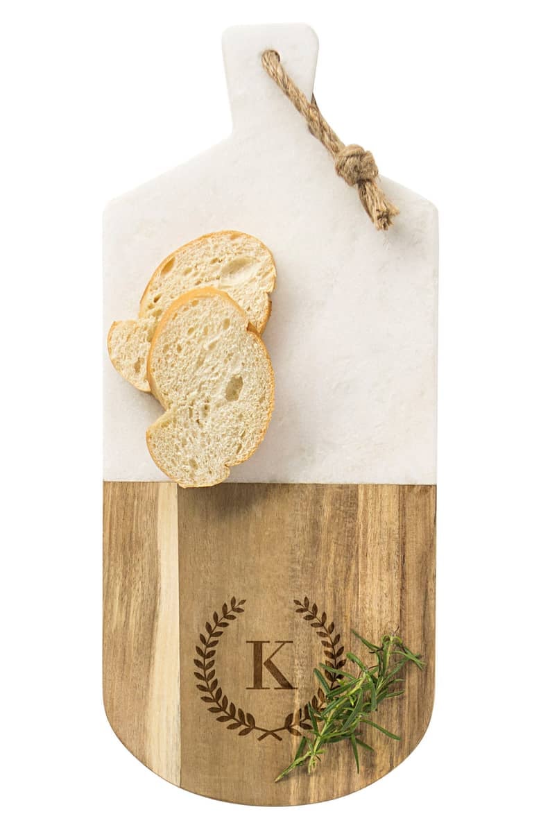 Cathy's Concepts Monogram Marble & Wood Serving Board