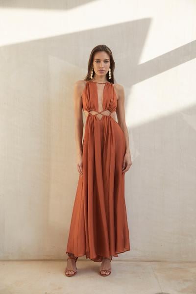 Cult Gaia Thera Cutout Detail Silk Dress
