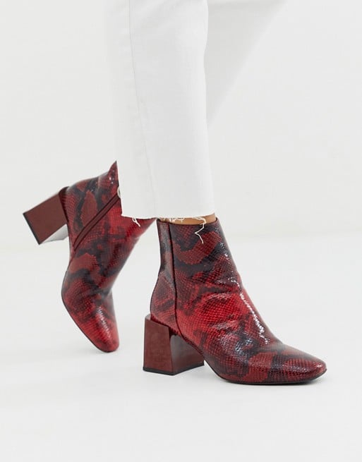 red heeled ankle boots uk