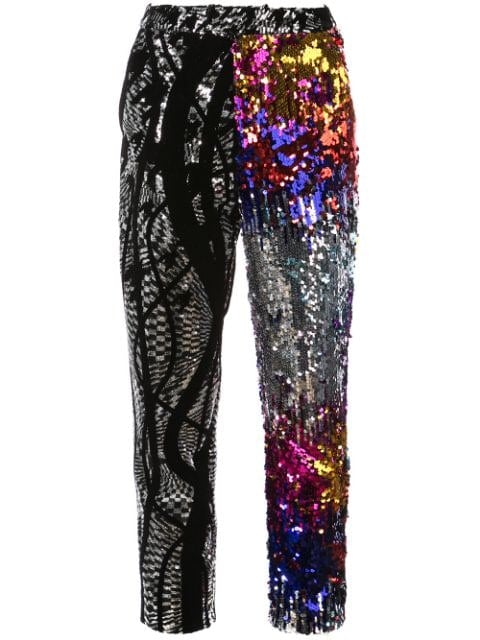 Halpern Multi-Pattern Sequined Trousers