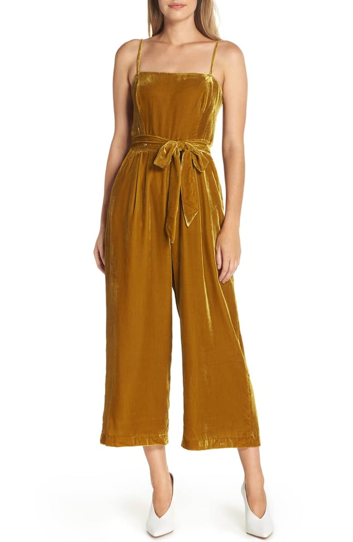 J.Crew Velvet Jumpsuit With Tie Best Fall Jumpsuits POPSUGAR