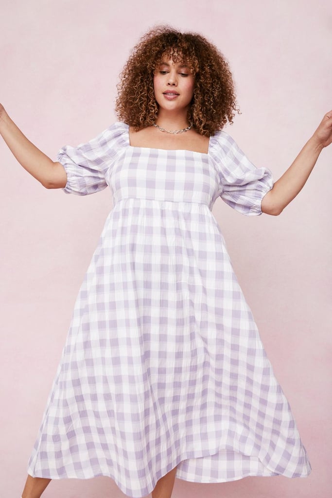 Nasty Gal Plus Size Check Smock Midi Dress
