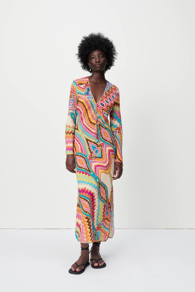 Zara Maxi Dress Low Cut Back Ruffle Trim Boho Floral Print – Tonketti