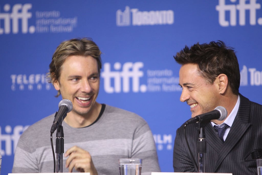 Dax Shepard and Robert Downey Jr. had a comedic moment at the press event for The Judge.