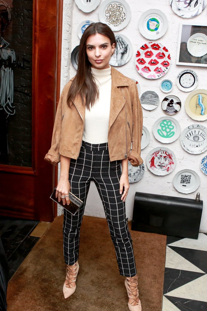 A Party Ensemble Topped With a Tan Coat