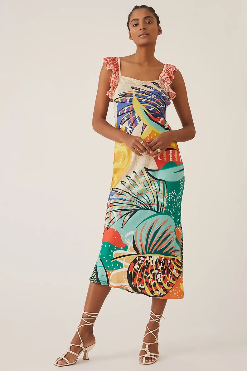 An Abstract Work of Art: Conditions Apply Ruffled Floral Maxi Dress