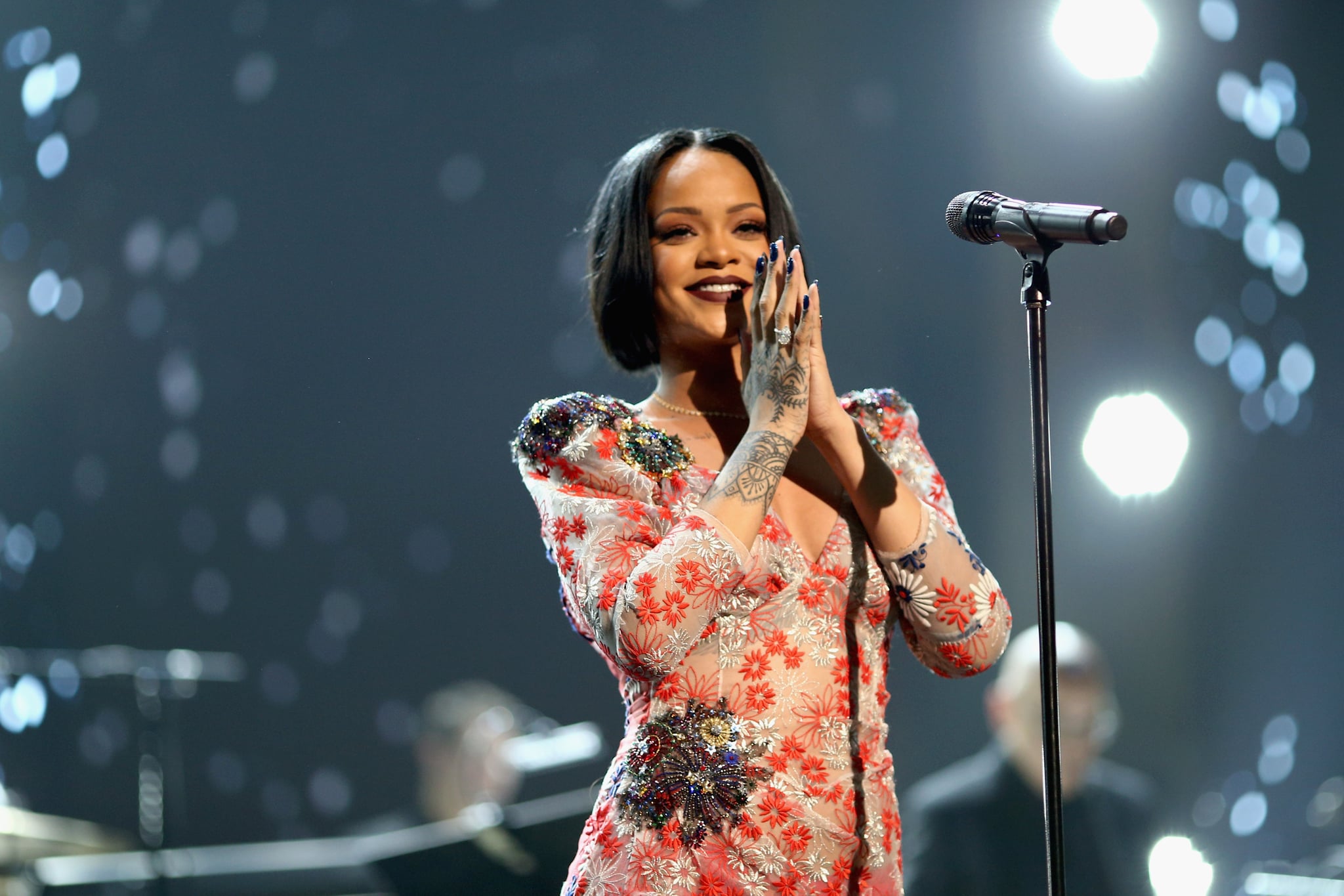 LOS ANGELES, CA - FEBRUARY 13:  Singer Rihanna performs onstage during the 2016 MusiCares Person of the Year honouring Lionel Richie at the Los Angeles Convention Centre on February 13, 2016 in Los Angeles, California.  (Photo by Christopher Polk/Getty Images for NARAS)