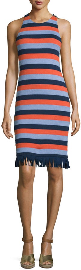 Tory Burch Ariana Sleeveless Striped Dress w/ Fringe ($295)