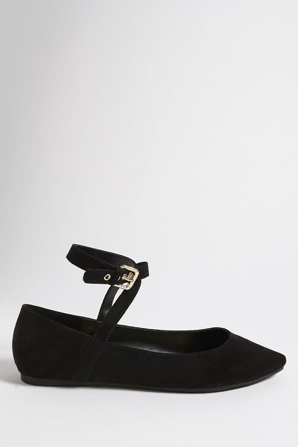 Forever 21 Faux Suede Ankle-Wrap Flats