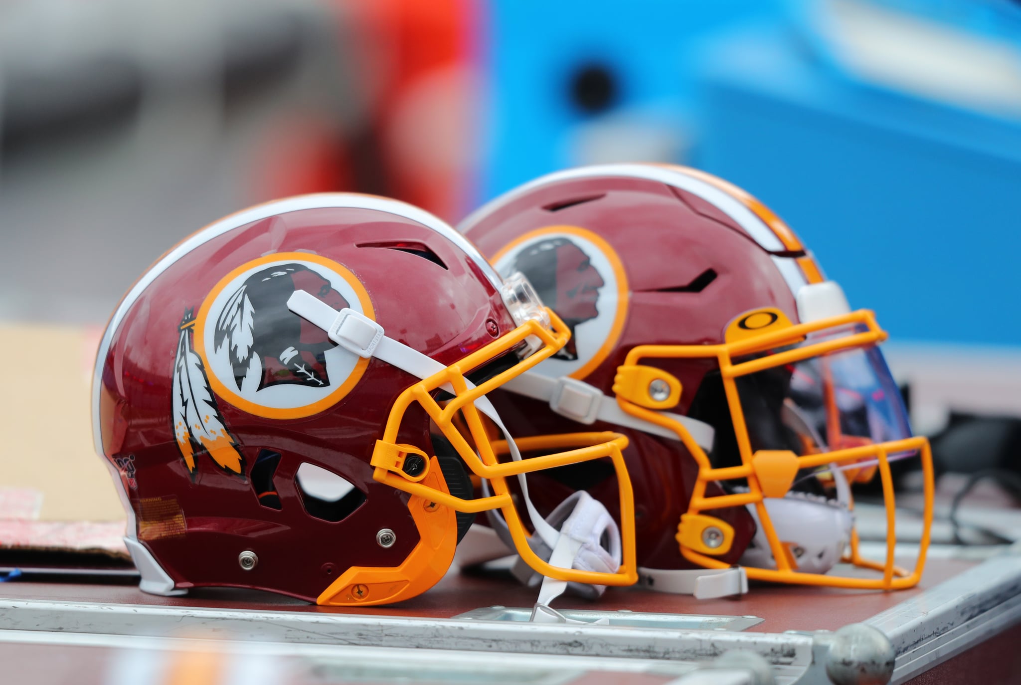 ORCHARD PARK, NY - NOVEMBER 03:  A general view of a Washington Redskins players helmet on the bench before a game against the Buffalo Bills at New Era Field on November 3, 2019 in Orchard Park, New York.  Buffalo beats Washington 24 to 9. (Photo by Timothy T Ludwig/Getty Images)