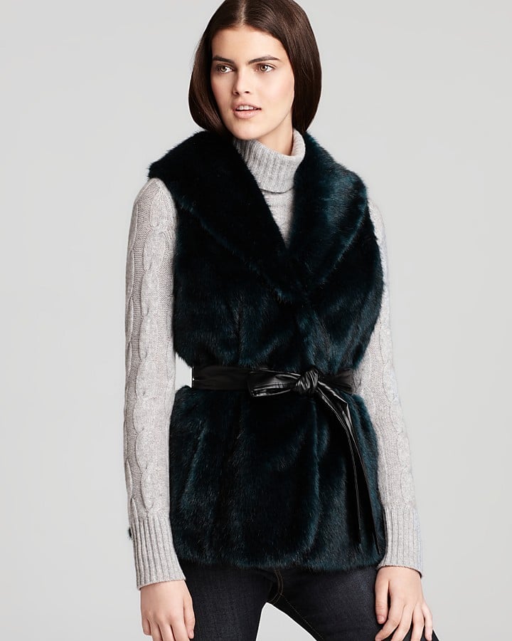 Ellen Tracy Dark Green Fur Vest