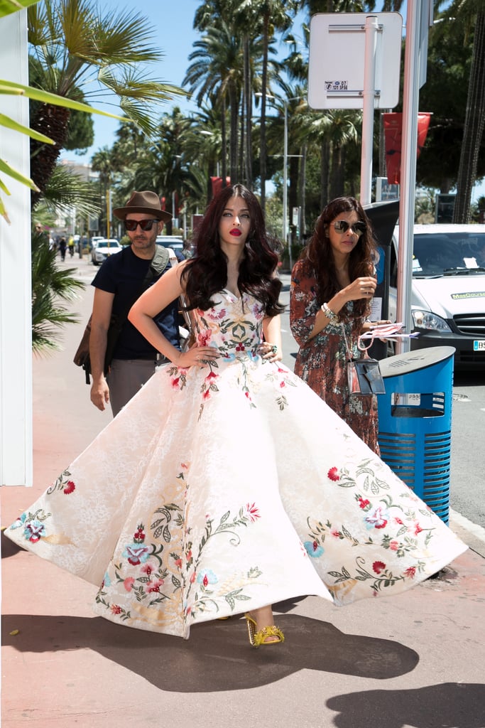 Walking the streets in a voluminous Mark Bumgarner gown.