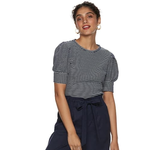 POPSUGAR Stripe Puff-Sleeve Top