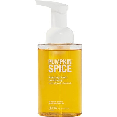 Kitchen chores become more fun with a sweet and spicy hand wash. This one has soothing aloe and nourishing vitamin E so you get skin care benefits in addition to a whiff of pie.
Ulta Pumpkin Spice Moisture Cleanse Hand Soap ($6)