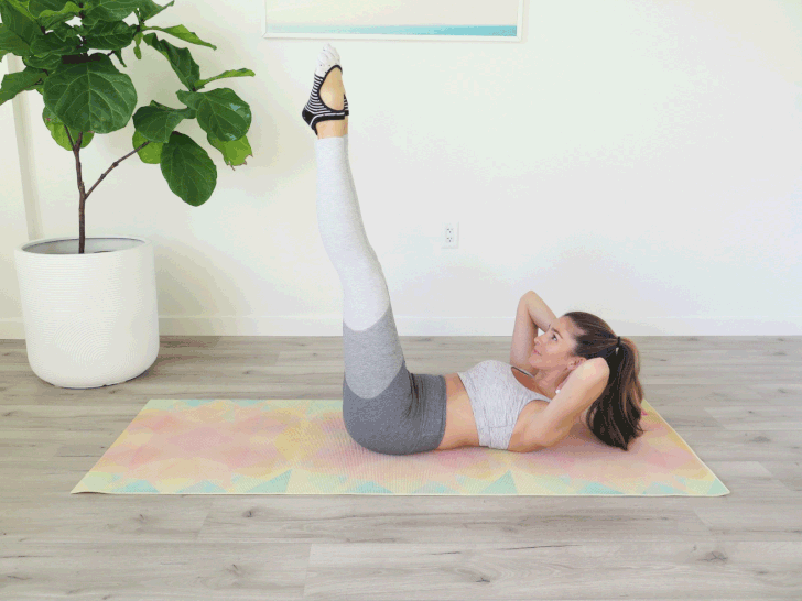 Double Leg Lift Bodyweight Abs Workout POPSUGAR Fitness Photo 3