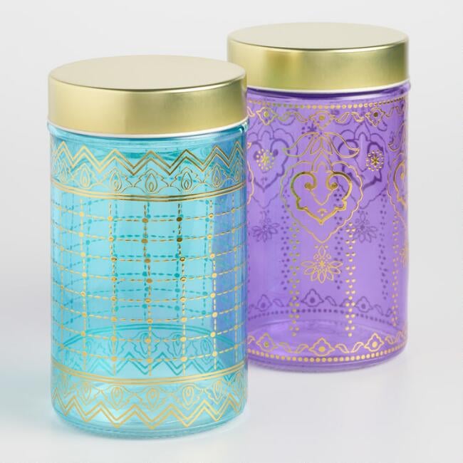 Large Glass Jaipur Storage Containers Set of Two